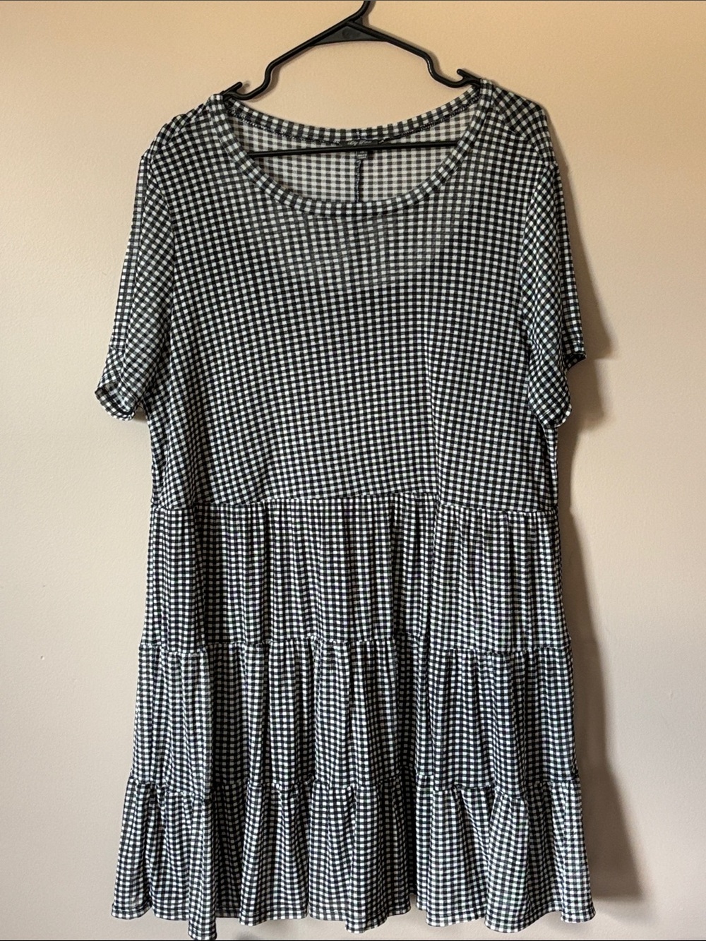 Lily Rose Black and White Gingham Tiered Dress